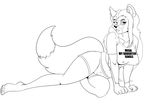  anthro canine clothed clothing eyewear female fox glasses greyscale looking_at_viewer mammal monochrome simple_background smile solo white_background wide_hips yawg 