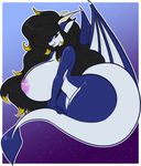  big_breasts big_butt breasts butt dragon hair horn huge_breasts long_hair looking_at_viewer nipples scalie spade_tail swissy tehbuttercookie thick_thighs wings 