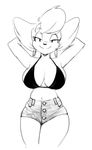  2017 anthro big_breasts bikini breasts canine cleavage clothed clothing dbaru digital_media_(artwork) disney dog ear_piercing female goof_troop half-closed_eyes hands_behind_head invalid_tag looking_at_viewer mammal navel peg_pete piercing pose shorts solo swimsuit 