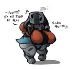  2017 3_toes animate_inanimate anthro big_breasts big_ears breasts canine clothed clothing dialogue digital_media_(artwork) dog empty_eyes english_text eyelashes female floppy_ears freebird11 huge_breasts mammal nintendo nintendo_switch short_stack slightly_chubby smile solo standing sweat switch_dog text thick_thighs toes video_games wide_hips 