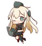  ;o blonde_hair blue_eyes blush chibi cropped_jacket crying crying_with_eyes_open full_body garrison_cap hat kantai_collection long_hair nuu_(nu-nyu) one_eye_closed rigging simple_background solo tears torn_clothes u-511_(kantai_collection) white_background 