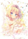  blonde_hair blush character_name closed_mouth dated eyebrows_visible_through_hair gochuumon_wa_usagi_desu_ka? green_eyes happy_birthday heart heart_hands kirima_sharo looking_at_viewer mitsumomo_mamu short_hair smile solo upper_body 