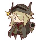  1girl blonde_hair cannon chibi coat finger_to_mouth hair_over_one_eye helmet long_hair nuu_(nu-nyu) o_o personification simple_background solo t26e4_superpershing white_background world_of_tanks 