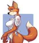  4_fingers anthro black_nose bottomless breasts canine clothed clothing dipstick_tail disney eyebrows eyelashes female fox maid_marian mammal multicolored_tail robin_hood_(disney) smile toomanyboners 