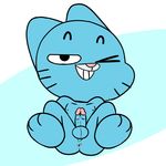  anthro anus balls blue_fur butt cartoon_network child cub feline fourball fur gumball_watterson humanoid looking_at_viewer mammal nude penis solo spreading teeth the_amazing_world_of_gumball young 