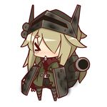  &gt;_&lt; blonde_hair blush cannon chibi coat crying finger_to_mouth hair_over_one_eye helmet long_hair nuu_(nu-nyu) personification simple_background solo t26e4_superpershing torn_clothes white_background world_of_tanks 