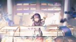  1girl angel angel_wings apron aqua_halo aqua_wings arknights belt black_bow blue_flower blue_rose bow bowtie capelet child cup detached_wings disposable_cup disposable_ice_cream_cup dress energy_wings flower food game_asset hair_bow halo highres holding holding_cup holding_ice_cream_scoop_(utensil) ice_cream ice_cream_parlor ice_cream_scoop_(utensil) idida_(arknights) indoors infection_monitor_(arknights) medium_hair non-web_source offering_food official_art one_side_up open_mouth orange_belt persona persona_3 persona_3_reload purple_bow purple_bowtie purple_capelet purple_dress purple_hair rose shoulder_belt smile solo standing white_apron wings yellow_eyes 
