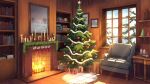  armchair baluster blue_sky book book_stack bookshelf box candle candlestand carpet chair christmas christmas_lights christmas_ornaments christmas_stocking christmas_tree clock commentary day english_commentary fire fireplace gift gift_box glint highres indoors lantern light_rays mantel_clock mantelpiece mini_christmas_tree miniature muntins no_humans novish original paid_reward_available painting_(object) picture_frame pine_tree scenery sky snow snow_on_tree snowing spiked_ball sunbeam sunlight table tinsel tree tree-topper variant_set watermark watermark_grid window window_shadow winter wooden_floor wooden_lantern wooden_wall 