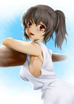  armpits bad_id bad_pixiv_id bare_shoulders black_hair breasts brown_eyes brown_hair dark_skin fate/zero fate_(series) looking_at_viewer onsoku_maru ponytail shirley_(fate/zero) sideboob small_breasts solo 