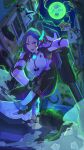  2girls absurdres alunesse bodysuit breasts brown_hair building d.mon_(overwatch) d.va_(overwatch) hammond_(overwatch) hamster headphones highres long_hair mecha_pilot_suit medium_breasts multicolored_bodysuit multiple_girls overwatch purple_hair ribbed_bodysuit tagme 