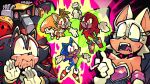  1girl 5boys animal_ears black_fur blue_fur cigarette dav_(krooked_glasses) e-123_omega furry furry_female furry_male gloves holding holding_cigarette knuckles_the_echidna multiple_boys open_mouth red_fur rouge_the_bat shadow_the_hedgehog sonic_(series) sonic_the_hedgehog tails_(sonic) teeth white_gloves yellow_fur 