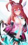  absurdres ahoge animal_ears breasts commentary_request cosplay grey_hairband hairband hatsune_miku hatsune_miku_(append) hatsune_miku_(append)_(cosplay) highres horse_ears horse_girl mihono_bourbon_(umamusume) mihono_bourbon_(umamusume)_(cosplay) raku29_shi silver_hairband umamusume vocaloid 