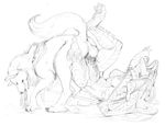  acidapluvia adecere anthro anthro_on_feral bdsm bestiality bondage bound breasts canine cum dragonborn dungeons_&amp;_dragons dungeons_and_dragons female feral greyscale interspecies knot leash male mammal monochrome plain_background sex sketch straight white_background wolf 