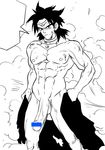  1boy abs broly censored chest dragon_ball dragon_ball_z dragonball_z huge_penis inmomakuro jewelry male male_focus monochrome muscle nude pecs penis solo 