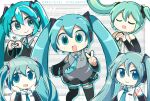  1girl 2026 aqua_eyes aqua_hair aqua_necktie aqua_trim arm_tattoo bare_shoulders belt black_belt black_boots black_skirt boots closed_eyes closed_mouth collared_shirt commentary_request dated detached_sleeves from_above grey_shirt hands_on_own_cheeks hands_on_own_face hatsune_miku hatsune_miku_(append) hatsune_miku_(vocaloid3) hatsune_miku_(vocaloid4) hatsune_miku_(vocaloid6) headphones heart heart_hands highres looking_to_the_side necktie number_tattoo open_mouth outline own_hands_together pepoyo pleated_skirt shirt skirt smile tattoo thigh_boots tie_clip twintails v vocaloid white_outline 