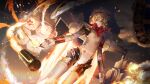  1girl aigis_(persona) android aqua_eyes arknights athena_(persona) black_hairband blonde_hair bow bowtie demon_(megami_tensei) finger_cannon fire firing flying game_asset gold_hairband hair_between_eyes hairband highres jetpack joints lips looking_at_viewer missile non-web_source official_art outdoors parted_lips persona persona_(summon) persona_3 persona_3_reload red_bow red_bowtie robot_ears robot_joints rocket_launcher short_hair shoulder_cannon smoke solo weapon 