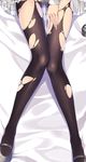  arashio_(kantai_collection) ass_visible_through_thighs bad_id bad_twitter_id bed_sheet black_dress close-up dress frilled_dress frills hand_on_thigh kantai_collection kobayashi_chisato legs long_sleeves lower_body panties panties_under_pantyhose pantyhose pinafore_dress pleated_dress remodel_(kantai_collection) searchlight shiny shiny_clothes shoes silver_footwear solo thighband_pantyhose torn_clothes torn_legwear underwear white_panties 
