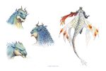  dragon duo feral horn simple_background spines vagelio white_background wings 