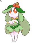  areola big_breasts breasts cleavage clothed clothing female flora_fauna huge_breasts immortalstar lilligant mouthless nintendo plant pok&eacute;mon pok&eacute;morph red_sclera short_stack simple_background solo video_games white_background white_eyes 