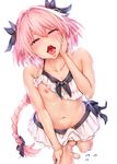  areolae astolfo_(fate) bangs bare_arms bare_legs bare_shoulders barefoot bikini bikini_lift bikini_skirt black_bow blush bow braid collarbone erection erection_under_clothes fate/apocrypha fate/grand_order fate_(series) flat_chest flying_sweatdrops frilled_bikini frills front-tie_bikini front-tie_top groping guided_crotch_grab hair_intakes hair_ribbon head_out_of_frame ken-1 long_hair male_focus multicolored_hair multiple_boys navel nipple_slip nipples open_mouth otoko_no_ko pink_hair pov purple_eyes ribbon shiny shiny_hair shiny_skin simple_background single_braid solo_focus standing streaked_hair swimsuit tongue tongue_out two-tone_hair very_long_hair white_background white_bikini white_hair yaoi 