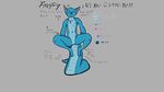  anthro blue_fur dialogue digital_media_(artwork) digitigrade dragon english_text eyes_closed fur glowstick hi_res invalid_color japanese_text looking_at_viewer male model_sheet paws simple_background sitting sitting_on_tail solo text 