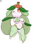  belly_dancer big_breasts breasts female flora_fauna huge_breasts immortalstar lilligant mouthless nintendo one_eye_closed plant pok&eacute;mon pok&eacute;morph red_sclera short_stack simple_background solo video_games white_background white_eyes wink 