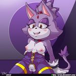  2017 anthro areola blaze_the_cat blush breasts cat clothed clothing collar digital_media_(artwork) edit feline female fur hi_res mammal nipples open_mouth pubes purple_fur pussy simple_background sitting smile solo sonic_(series) sruto video_games white_fur yellow_eyes 