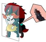  against_wall ambigous_gender braixen feral fur male nintendo penis pok&eacute;mon treecko-shell video_games yellow_fur zoroark 