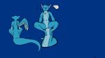  anthro blue_fur dialogue digital_media_(artwork) digitigrade dragon english_text eyes_closed frasty fur glowstick hi_res invalid_background looking_at_viewer male paws sitting sitting_on_tail solo text 