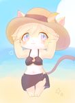  artist_request blonde_hair blue_eyes cat cat_busters furry swimsuit 