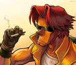  cigarette dated gloves male_focus metal_slug pointy_nose red_hair sasisage sideburns solo sunglasses tarma_roving 
