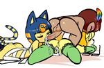  animal_crossing ankha cum cum_in_mouth cum_in_pussy cum_inside fellatio isabelle_(animal_crossing) nintendo oral sex video_games 