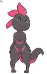  anthro blue_eyes breasts featureless_breasts featureless_crotch female grey_sclera hair immortalstar nintendo pink_hair pok&eacute;mon pok&eacute;morph salazzle simple_background solo video_games white_background 