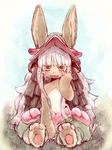  artist_request brown_eyes furry made_in_abyss nanachi_(made_in_abyss) open_mouth rabbit white_hair 