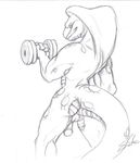  2010 anthro backsack balls biceps biped black_and_white cobbie cobra dumbbell exercise hi_res holding_object line_art male monochrome muscular muscular_male nude pencil_(artwork) penis portrait rear_view reptile scalie signature simple_background sketch slate snake snake_hood solo standing thick_tail three-quarter_portrait traditional_media_(artwork) weightlifting weights white_background workout 