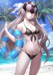  :o bangs beach bikini black_bikini blue_sky blurry blush breasts cloud cloudy_sky cowboy_shot day depth_of_field eyebrows_visible_through_hair fate/grand_order fate_(series) front-tie_bikini front-tie_top grey_hair hand_up headpiece highres innertube jeanne_d'arc_(alter)_(fate) jeanne_d'arc_(fate)_(all) light_rays long_hair looking_at_viewer md5_mismatch medium_breasts navel omoti_(1201208) outdoors parted_lips side-tie_bikini sky solo starfish sunbeam sunlight swimsuit thighs v-shaped_eyebrows very_long_hair yellow_eyes 