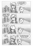 &lt;3 5_fingers anthro bandanna better_version_at_source cat clothing comic crying disappointed dress english_text feline female hair hair_over_eye hoodie humor inner_ear_fluff male male/male mammal monochrome oomizuao open_mouth ray_(oomizuao) simple_background tears text 