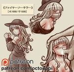  1girl blonde_hair bound_wrists breasts cum cum_in_mouth fellatio fire_sorcerer forced gag hand_on_head octoppoi patreon sketch tears watermark yu-gi-oh! yuu-gi-ou_duel_monsters 