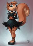  anthro black_swan buckteeth choker clothed clothing crossdressing ear_piercing fur girly ladyfuzztail male mammal piercing raised_tail rodent scaredy_squirrel scaredy_squirrel_(character) squirrel teeth 