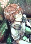  bad_id bad_pixiv_id candy dated food glasses green_eyes happy_birthday headphones headphones_around_neck highres irie_shoichi katekyo_hitman_reborn! male_focus orange_hair pen roji_(pixiv6796924) sitting solo 