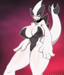  anthro big_breasts blush breasts collar female legendary_pok&eacute;mon looking_at_viewer lugia lysergide nintendo nipples nude pok&eacute;mon pussy smile solo thick_thighs video_games 