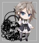  ange_(princess_principal) blue_eyes bow bowtie braid chibi copyright_name gun handgun holding holding_gun holding_weapon pistol princess_principal sakura_rio school_uniform short_hair silver_hair solo underbust weapon 