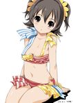  :o akagi_miria bikini black_hair blush brown_eyes idolmaster idolmaster_cinderella_girls kiya_shii navel pikapikapop short_hair short_twintails simple_background solo swimsuit twintails white_background 