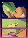  blitzdrachin charmander close-up comic dragon french_kissing gecko green_eyes green_scales grovyle invalid_tag kissing lizard nintendo orange_scales pok&eacute;mon reptile saliva scales scalie size_difference video_games yellow_eyes 