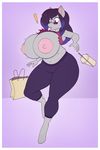  ! 2017 anthro areola big_breasts black_hair blue_hair breast_expansion breasts cup equine eyewear fan_character female hair horse lactating mammal multicolored_hair my_little_pony nipples pony shopping_bag stunnerpony sunglasses two_tone_hair 