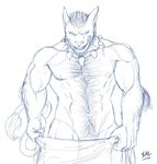  2011 anthro biceps big_muscles body_hair digimon facial_hair hair leomon male mondo_cruz muscular muscular_male nude roommates_(comic) simple_background smile solo spelunker_sal towel video_games white_background 