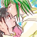  akazukin_chacha dark_hair dorothy green_hair kiss seravi 