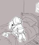  anthro asriel_dreemurr bed blush caprine chara_(undertale) child clothed clothing cub cute duo female fur goat human human_on_anthro interspecies male male/female mammal semi sitting undertale video_games white_fur young 