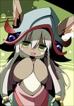  :3 animal_ears big_hat blush ears_through_headwear flat_chest fur furry goat_eyes kuro_kaze looking_at_viewer made_in_abyss nanachi_(made_in_abyss) open_mouth simple_background smile solo whiskers white_hair yellow_eyes 