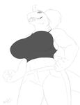  anthro clothed clothing female fish fist greyscale looking_at_viewer marine monochrome muscular revadiehard shark sharp_teeth smile solo teeth vishka 